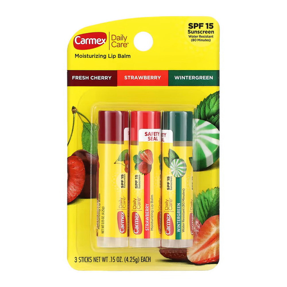 Carmex Daily Care Moisturizing Lip Balm Stick, 0.15 Oz/3 Ea